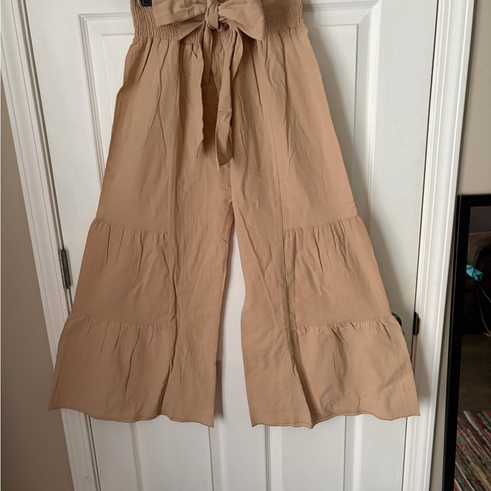 Elegant Tan Wide Leg Pants
